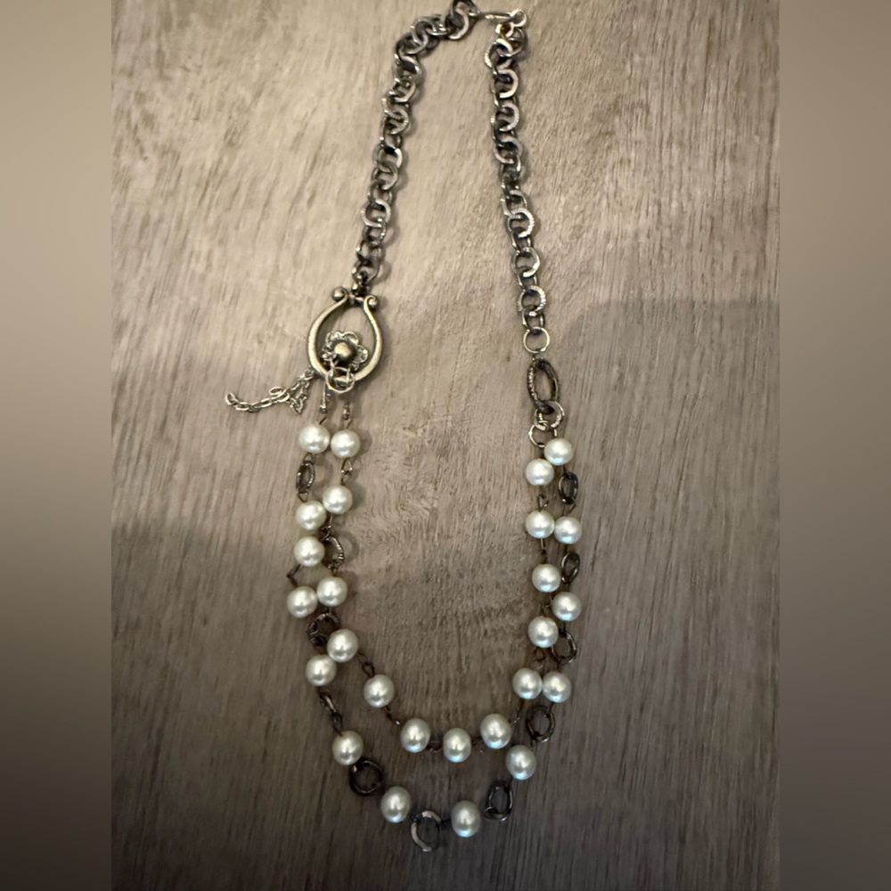 Vintage Cultured Salt Water Pearl and Gold Chain Necklace - Picture 7 of 7